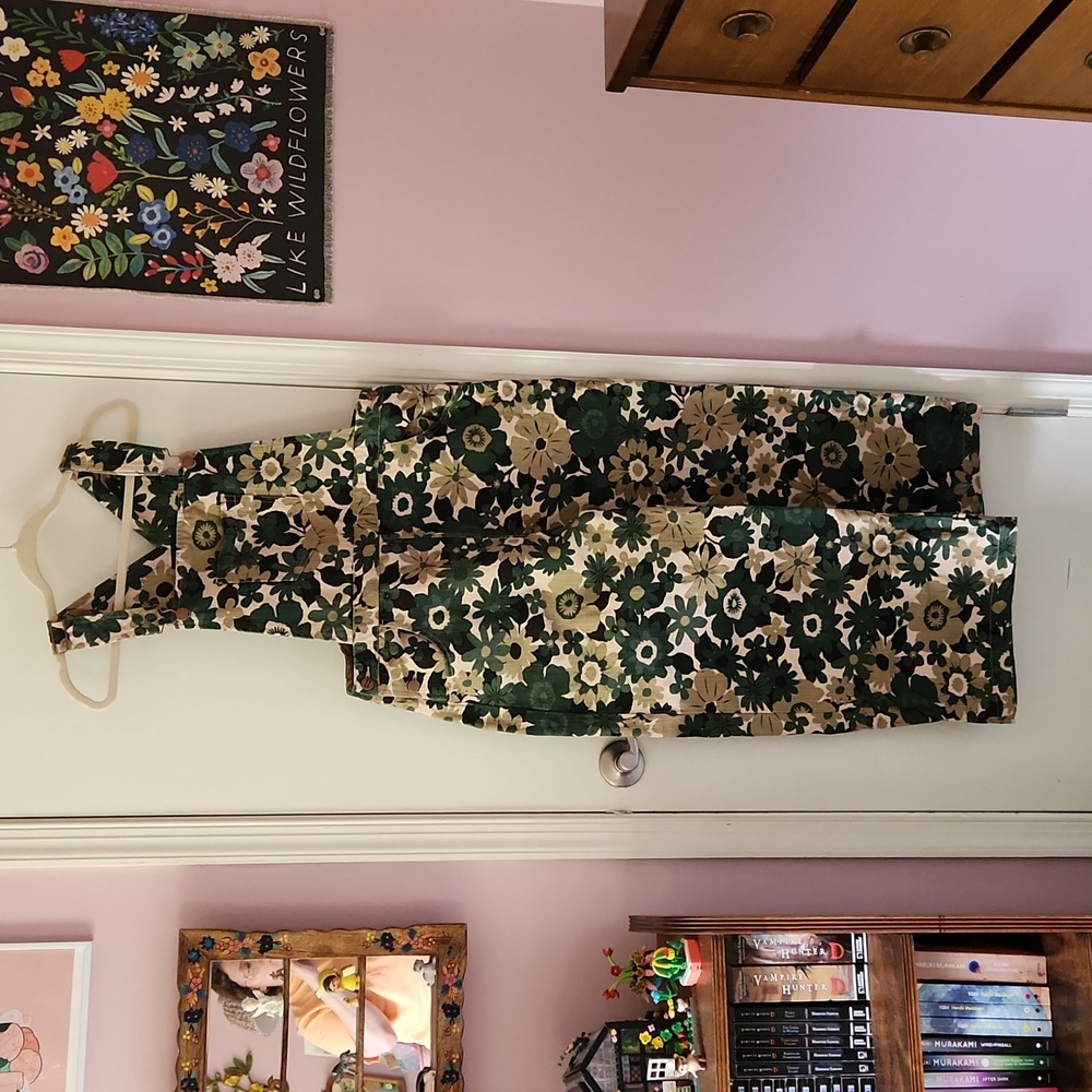 Princess Highway green floral overalls sz AU16